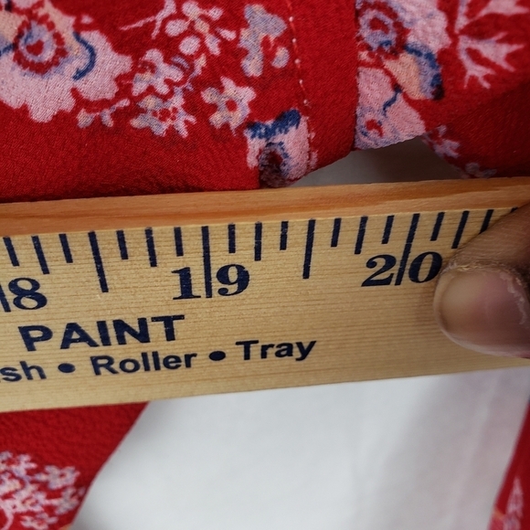 Max Edition Red Floral Long Sleeve Bohemian Waist Tie Shirt Sz XL - Picture 10 of 10